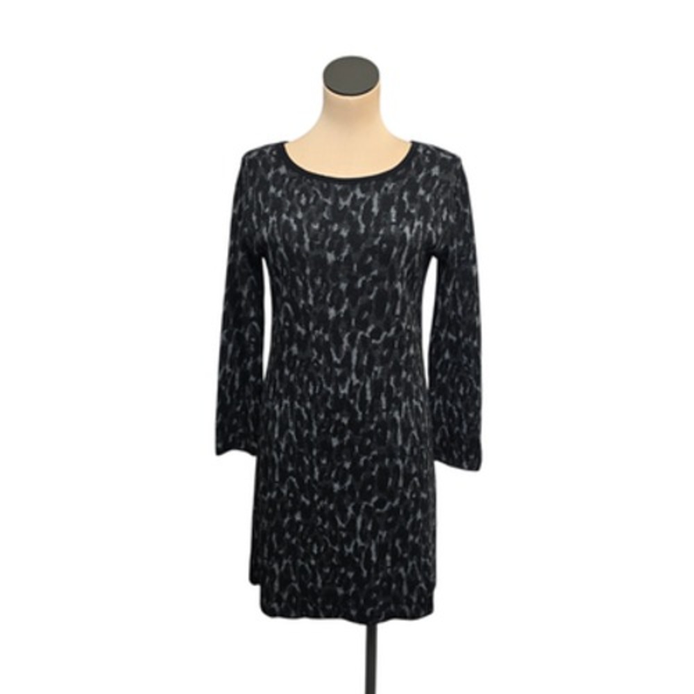 Chiaramente Sweater Dress Womens Medium‎ Black Gray Animal Print Wool Italy Knit
